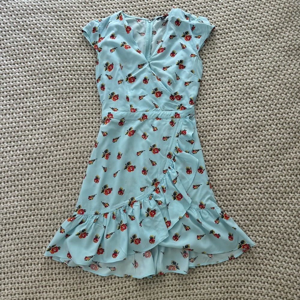J. Crew Mercantile Baby Blue Floral Ruffle Dress Size 00